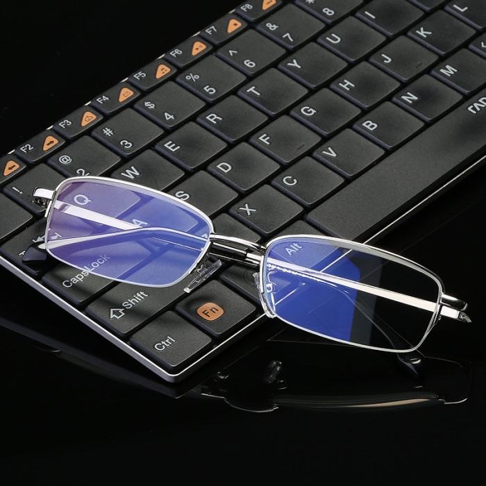 Product 193: Metal Half-Rim Blue Block Reading Glasses, Perfect for Business, 193