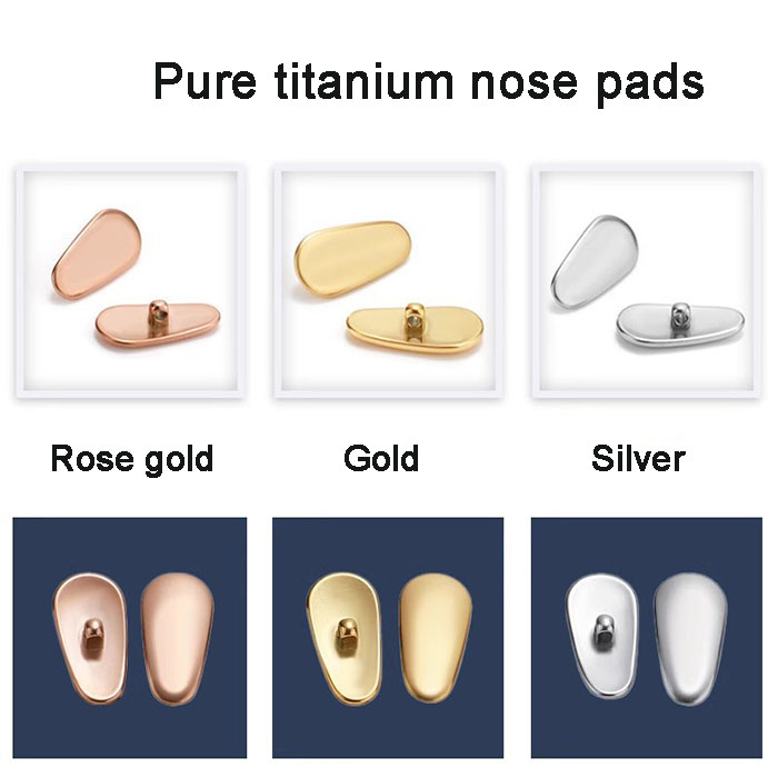 255 Melon seed shape pure titanium nose pads,screw in