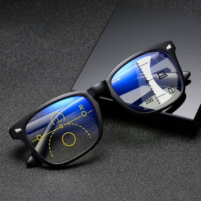 8082 Progressive Reading Glasses - Blue Block, PC Lenses, Retro Style