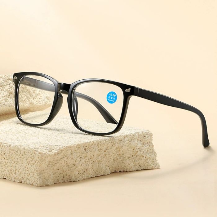 8082T PC Blue Block Square Reading Glasses, Spring Hinges