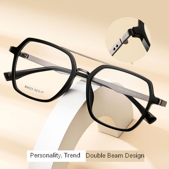 9023 TR90 Retro Eyeglass Frame - Personalized Large, Lightweight, Slimming Effect