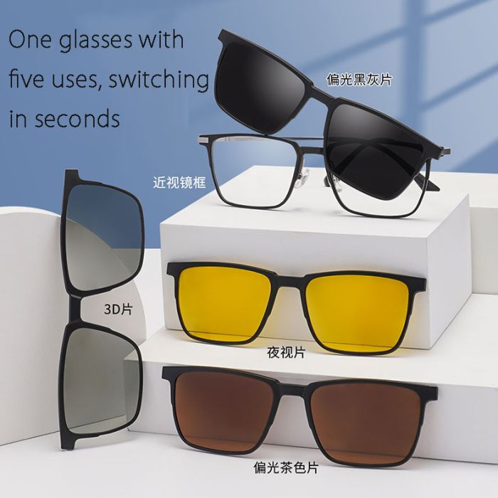 93006 Polarized Sunglasses with Anti-Glare, 3D, Pure Titanium Frame for Myopia