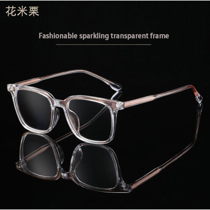 B9210 Sparkling Transparent TR90 Square Myopia Glasses - Fashionable Eyeglass Frame