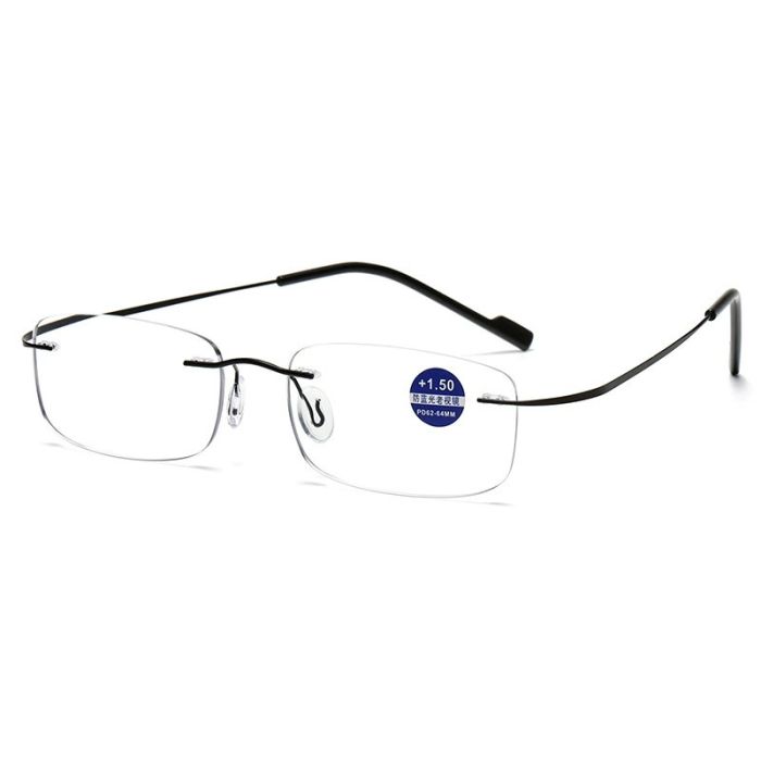 DG-69 Rimless Reading Glasses - Lightweight, Blue Block Lenses, Unisex