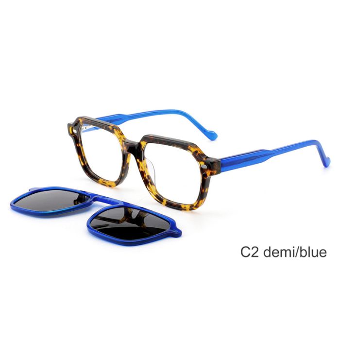 YD1301 polarized acetate clip-on sunglasses, featuring unique and fashionable design, perfect for artistic individuals. Grab yours now!
